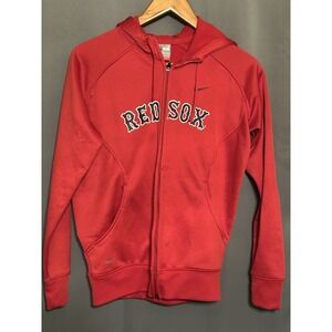 Nike Boston Red Sox‎ Full Zip Hoodie Mens Medium Red NikeFIT Therma Sweatshirt